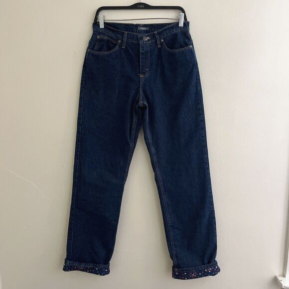 CABELAS Vintage Women’s Fleece Lined Straight Leg High Rise Cuffed Jeans- 6 Long - Picture 1 of 8